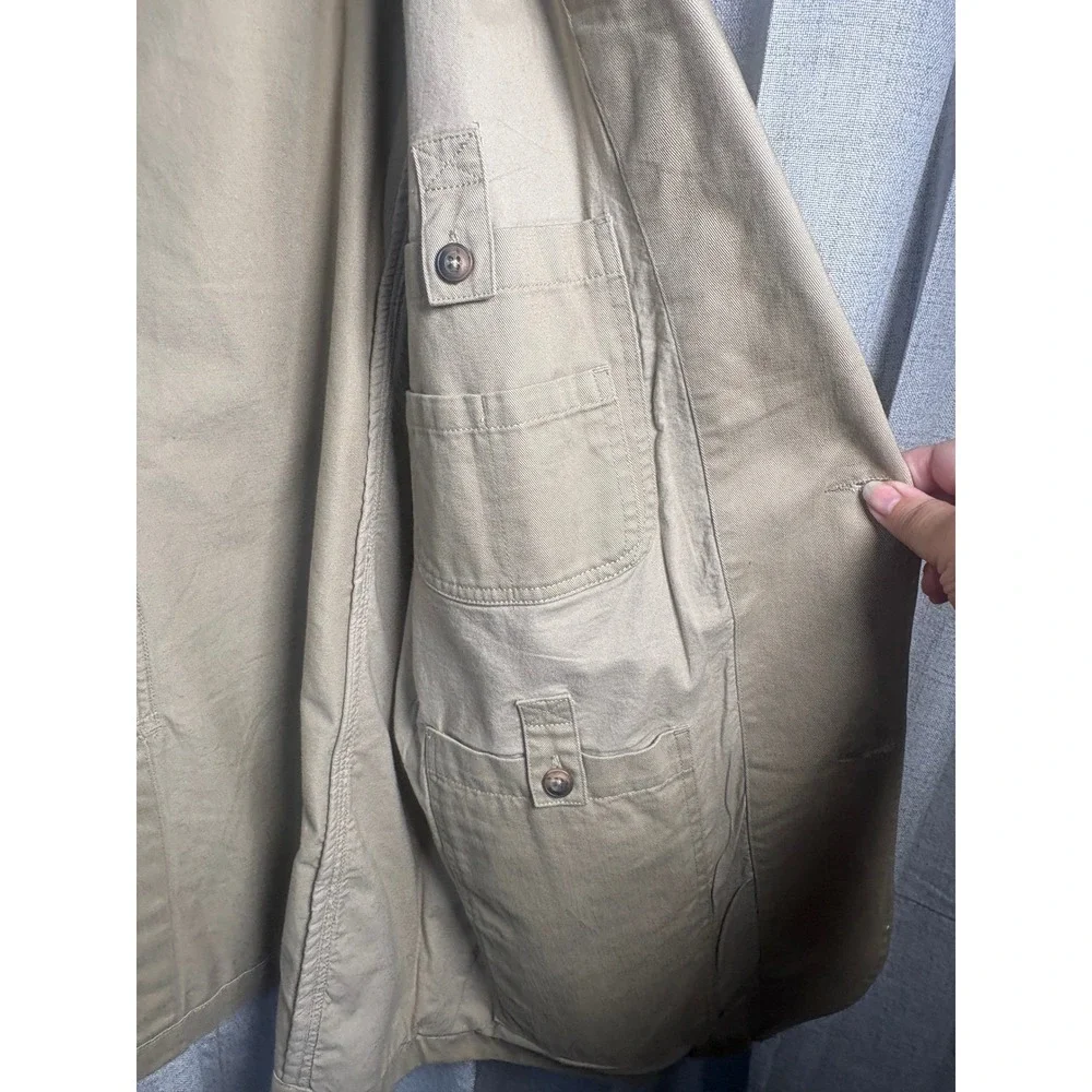 Duluth Trading Co Mens Tan Cotton Canvas Chore Coat Field Jacket Blazer L Tall